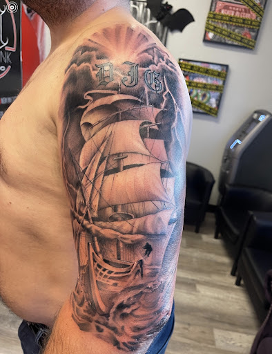 Explore dog outline tattoo ideas, creative tattoo ideas in Vancouver, available at New Ink Tattoo