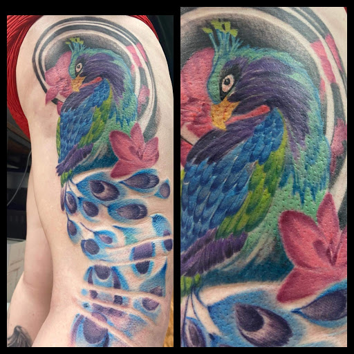 Explore side of neck tattoo ideas, creative tattoo ideas in Shelbyville, available at Stage Left Tattoo and Piercing