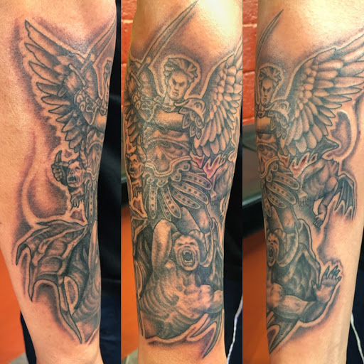 Explore gangsta tattoo sleeve ideas, creative tattoo ideas in Abilene, available at A Tattoo Experience by Spaz