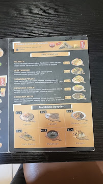 Menu / carte de Falafel Égyptien à Paris