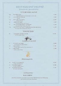 Carte du Restaurant Delphi à Bad Kötzting