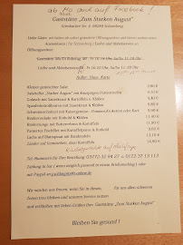 Menu / carte de Zum Starken August à Schneeberg