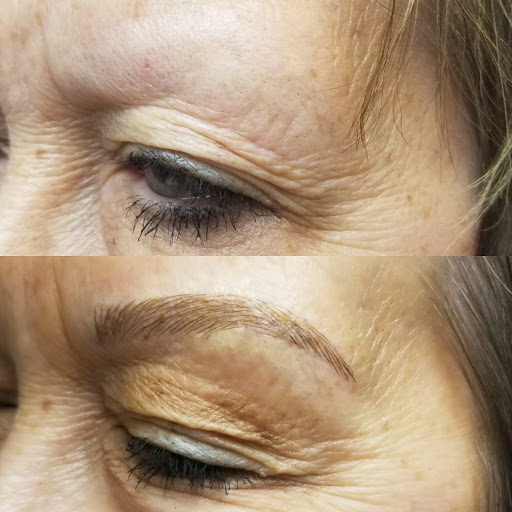 Explore cross stitch tattoo ideas, creative tattoo ideas in Peoria Heights, available at BeautiFULL Brows By Jen Microblading - Permanent Makeup Wild Honey Beauty Studio