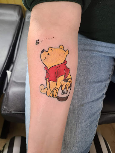 Explore mimikyu tattoo ideas, creative tattoo ideas in Seymour, available at Popseys Electric Tattooing Co.