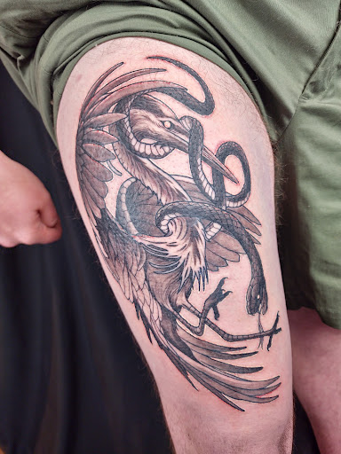 Explore moon and star tattoo ideas, creative tattoo ideas in Oakland, available at Old Crow Tattoo and Art Gallery