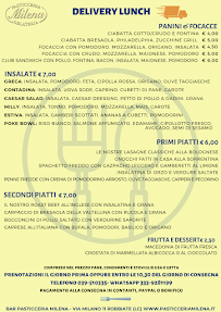 Menu du Milena pastry shop à Robbiate