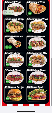 Menu / carte de FalafelGreen Palmyra (food truck) à Nuremberg