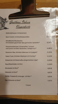 Restaurant Ochsen à Amtzell (la carte)