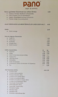 Carte du Pano Brot und Kaffee, Kempten à Kempten