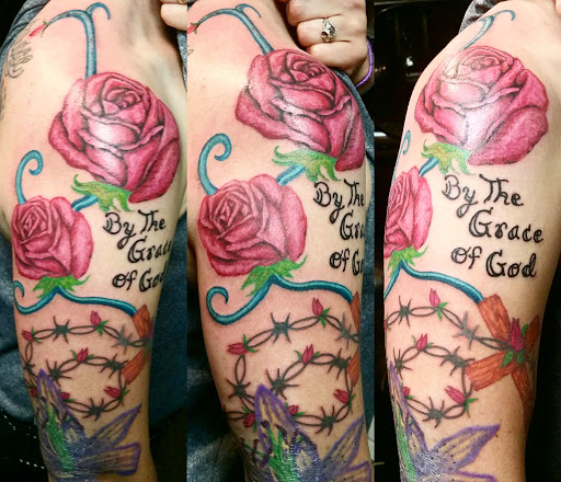 Explore inner biceps tattoo ideas, creative tattoo ideas in Erie, available at EliKingInk