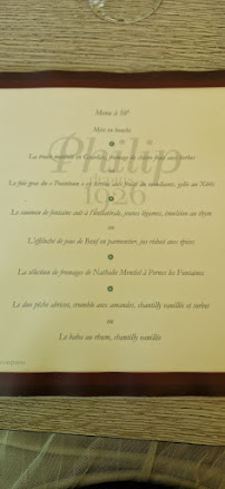 Restaurant Philip à Fontaine-de-Vaucluse menu