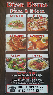 Diyar Bistro Pizza Döner Cafe - Restaurant à Dingolfing menu