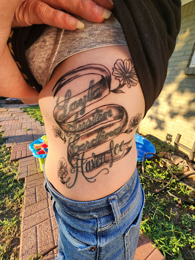 Explore stitch tattoo ideas, creative tattoo ideas in Muscle Shoals, available at Pure Addiction Tattoo Studio