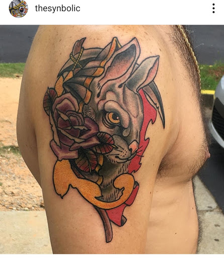 Explore carpenter tattoo ideas, creative tattoo ideas in Lawrenceville, available at Magick Dragon Tattoo