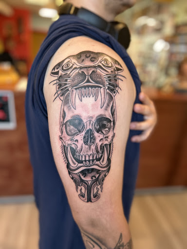 Explore skull forearm tattoo ideas, creative tattoo ideas in Tucson, available at Sublime Tattoo