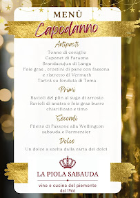 Menu / carte de La Piola Sabauda à Turin