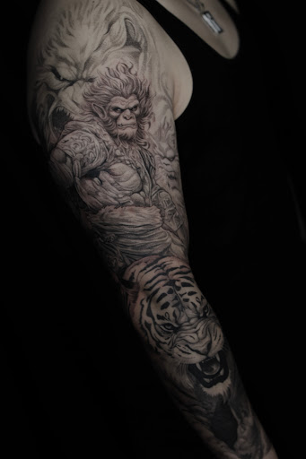 Explore skull tattoo ideas for guys, creative tattoo ideas in Norcross, available at Brotherhood Tattoo
