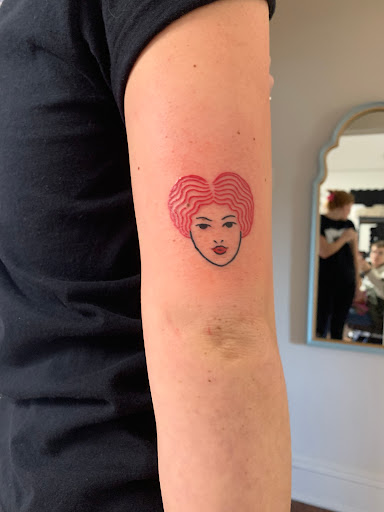 Explore dog portrait tattoo ideas, creative tattoo ideas in Tallahassee, available at Hot Love Tattoo