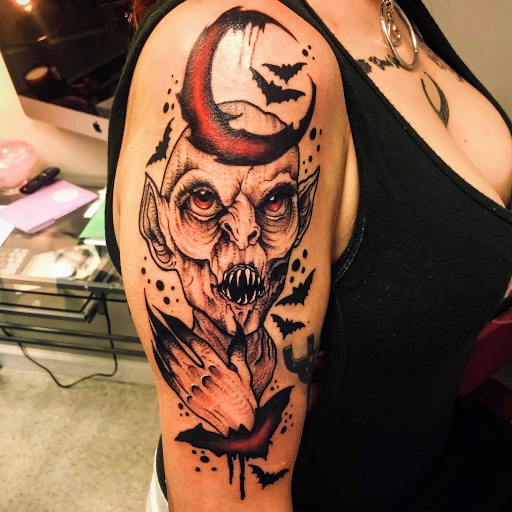 Explore oni tattoo ideas, creative tattoo ideas in Burlington, available at Inferno Ink Tattoo & Body Piercing Studio