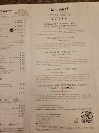 Hanswurst - Das Wurstrestaurant à Aachen menu