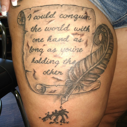 Explore pisces symbol tattoos ideas, creative tattoo ideas in Bowling Green, available at The Mad Tatter, L.L.C.