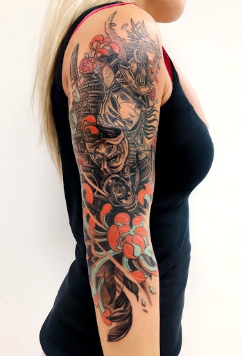 Explore mechanical sleeve tattoo ideas, creative tattoo ideas in Flushing, available at Ching Tattoo