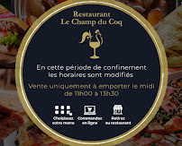 Restaurant français Le Champ du Coq à Witry-lès-Reims (la carte)