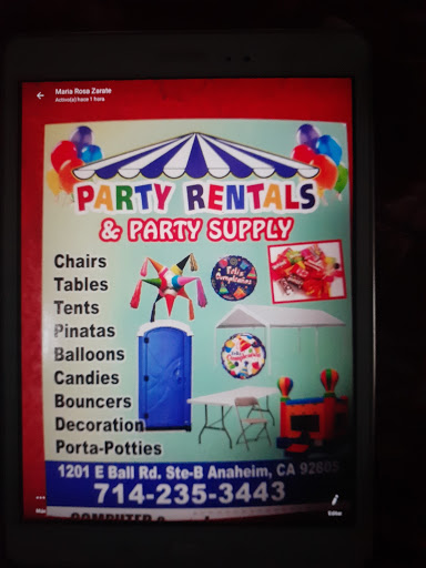 Anaheim Party Equipment and Supplies for Rent