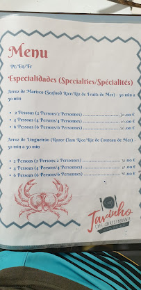Menu du Távinho à Faro