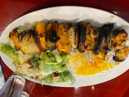 Chicken (Joojeh) Kabob with basmati saffron rice 