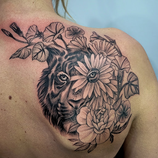 Explore tattoo ideas for mens leg, creative tattoo ideas in Three Rivers, available at Portfolio Ink, LLC