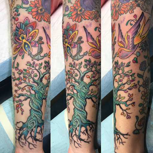 Explore mens tattoo cover up ideas, creative tattoo ideas in Aurora, available at Ronin Tattoo Studio INC