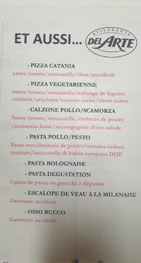 Menu du Del Arte à Saint-Sébastien-sur-Loire