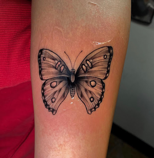 Explore halloween couple tattoo ideas, creative tattoo ideas in Fort Wayne, available at Grade A Tattoos and Body Piercing