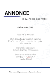 Issa Paris à Paris menu