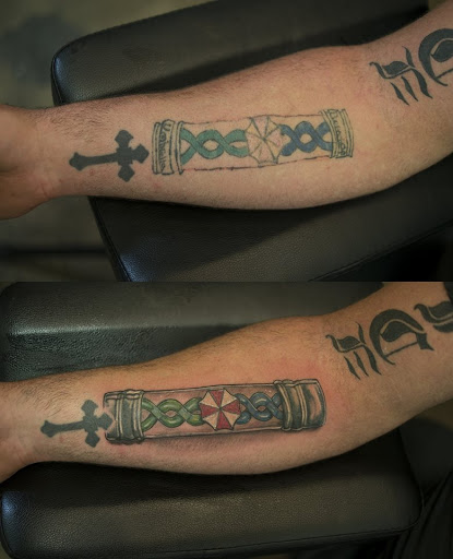 Explore cloud sleeve tattoo ideas, creative tattoo ideas in Denison, available at Calypso Tattoo