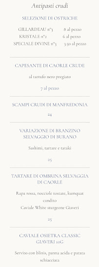 Carte du Trattoria Citta' di Venezia à Conegliano