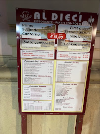 Carte du Ristorante Al Dieci à Alghero