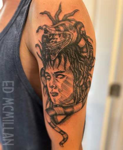Explore mens cover up tattoo ideas, creative tattoo ideas in Bridgeport, available at Pike Street Studios Tattoo and Body Piercing