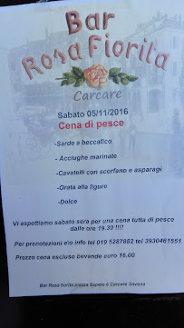 Menu du Bar Rosa Fiorita à Carcare