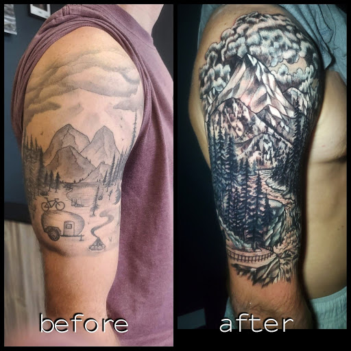 Explore cover up tattoo ideas for feet, creative tattoo ideas in Buford, available at Inked Arts Tattoo Studio