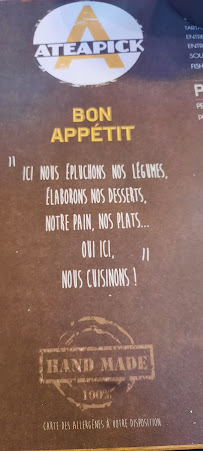 ATEAPICK à Fontenay-le-Comte menu