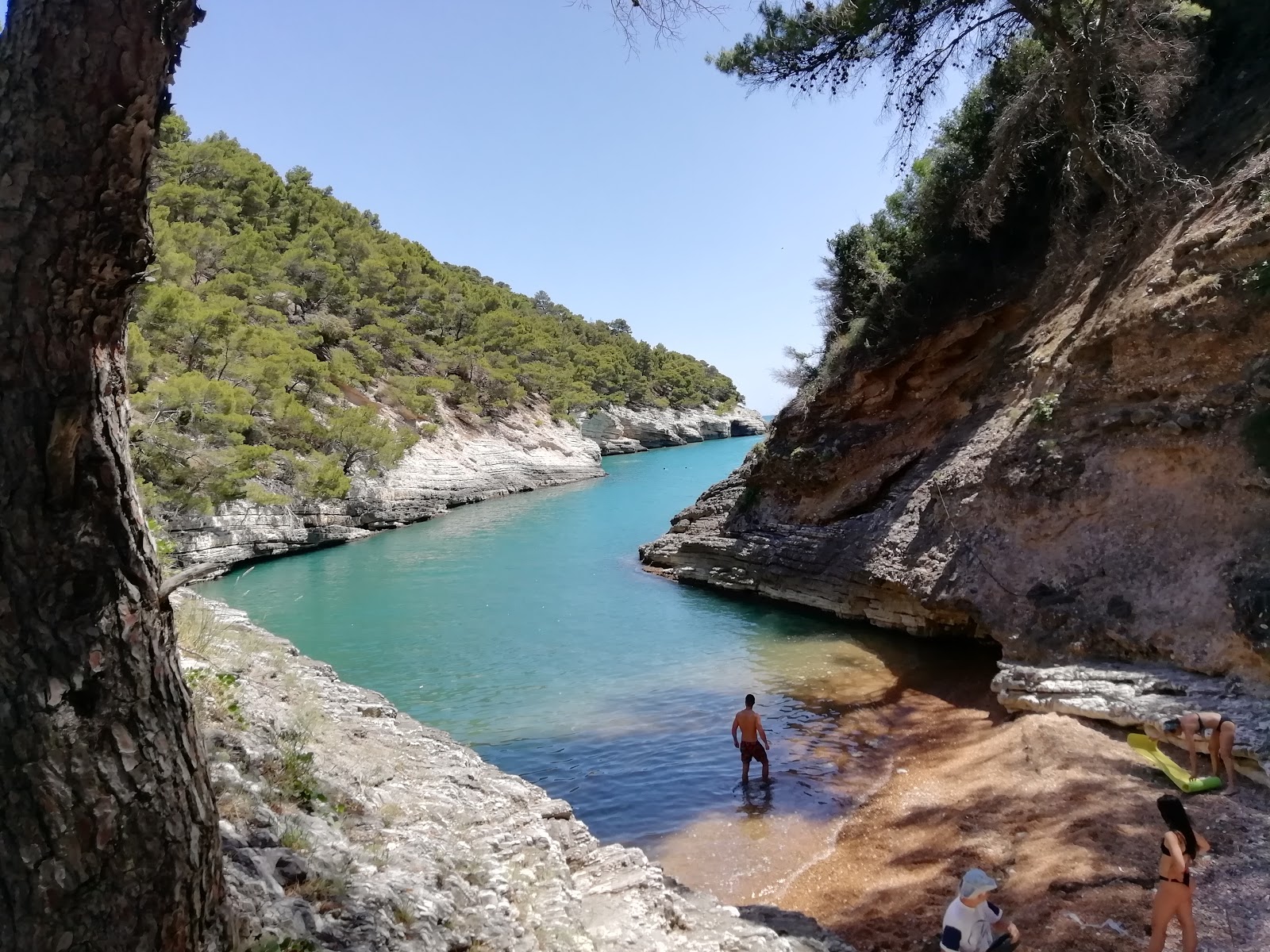 Foto von Cala della Sanguinara Beach mit beiger kiesel Oberfläche
