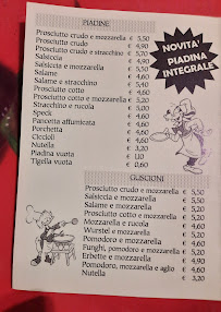 Carte du Piadina Romagnola à Vignola