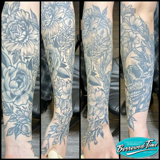 Explore women's back tattoo ideas, creative tattoo ideas in Mckinney, available at Borrowed Time Fine Art Gallery Tattoo Shop