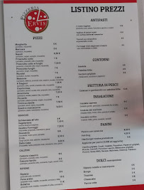 Menu du Pizzeria Da Ervis à San Pierino