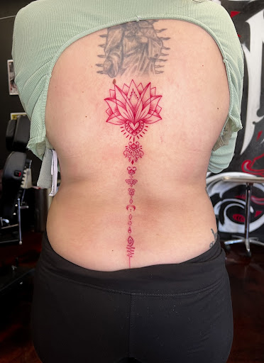 Explore mens thigh tattoo ideas, creative tattoo ideas in Silver City, available at Independent Ink Tattoo