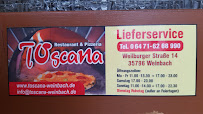 Carte du Pizzeria Toscana à Weinbach