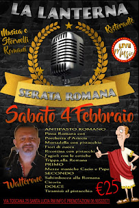 Restaurant de spécialités de la région de Rome La Lanterna à Santa Lucia (le menu)