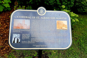 Historical plaque of Cathedral of St. Alban-the-Martyr